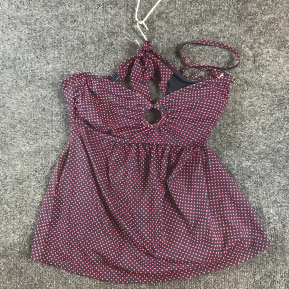 Unbranded Tankini Set Womens S Navy Red Polka Dot Good Halter Bikini Swimwear